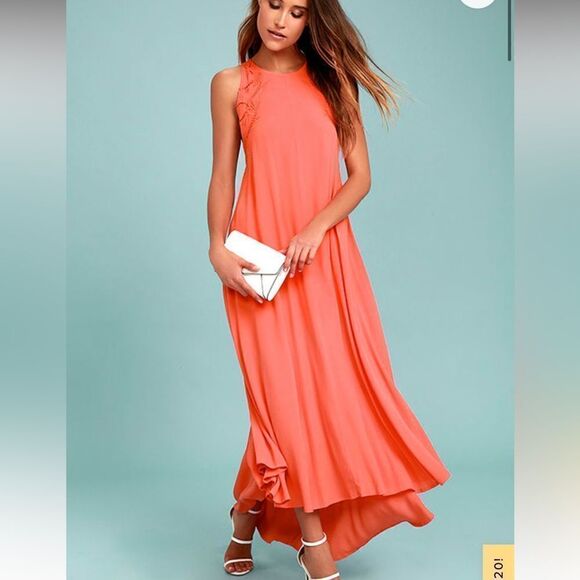 ASTR the Label Victoria Coral Pink Lace-Up Midi Dress.Size S - Picture 1 of 16